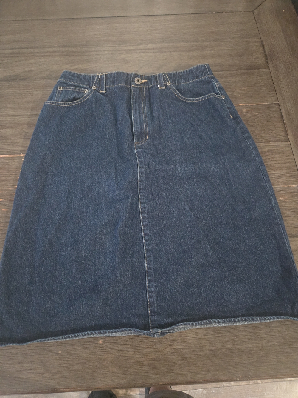 Vintage 90s Liz Claiborne Lizwear Denim Maxi Skirt Size 10 Dark Wash Jean Long